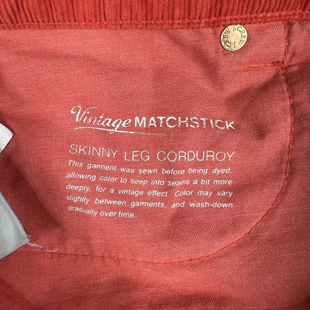 J Crew Pants Womens 25S Red Corduroy Skinny Leg Matchstick City Fit Cotton - Picture 11 of 12